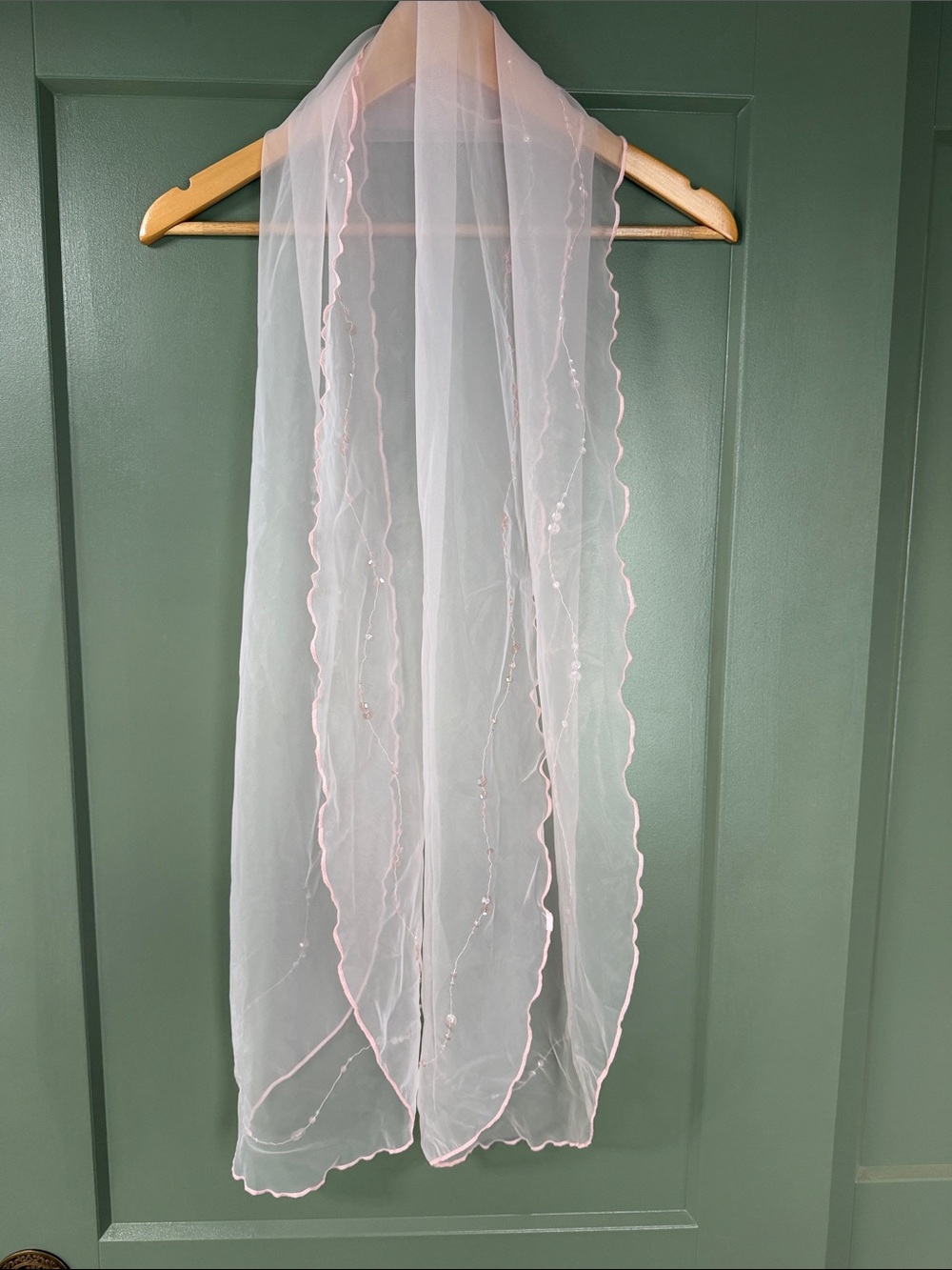 Sheer Pale Pink Wrap with Sequin Detail